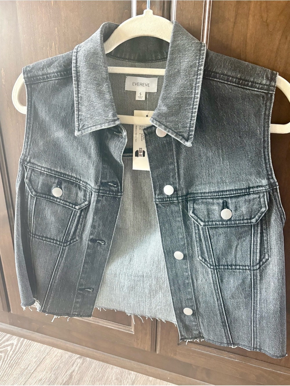 Evereve Black Washed Denim Sleeveless Vest